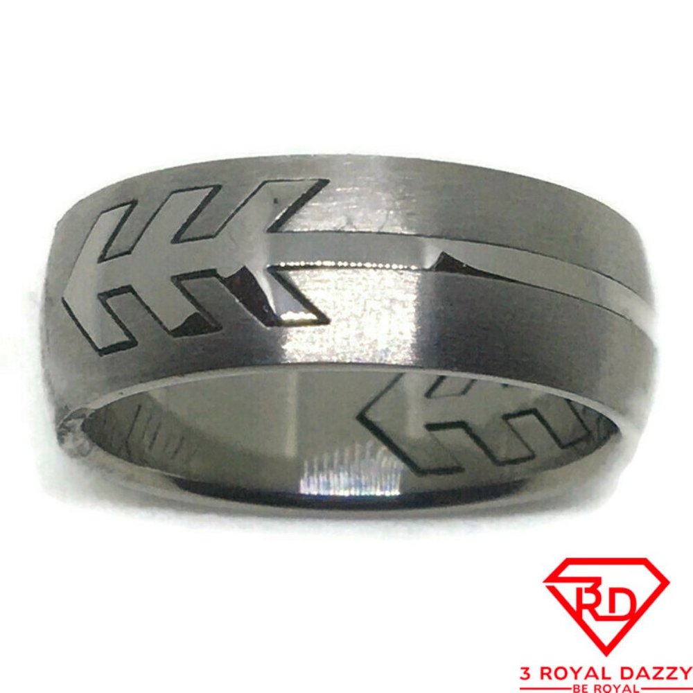 Arrow patterns Smooth Stainless Steel Ring S11